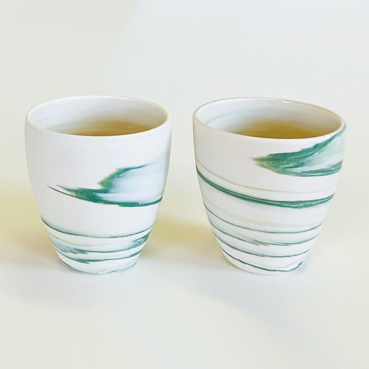 Set of 2 coffee/tea mugs dark green