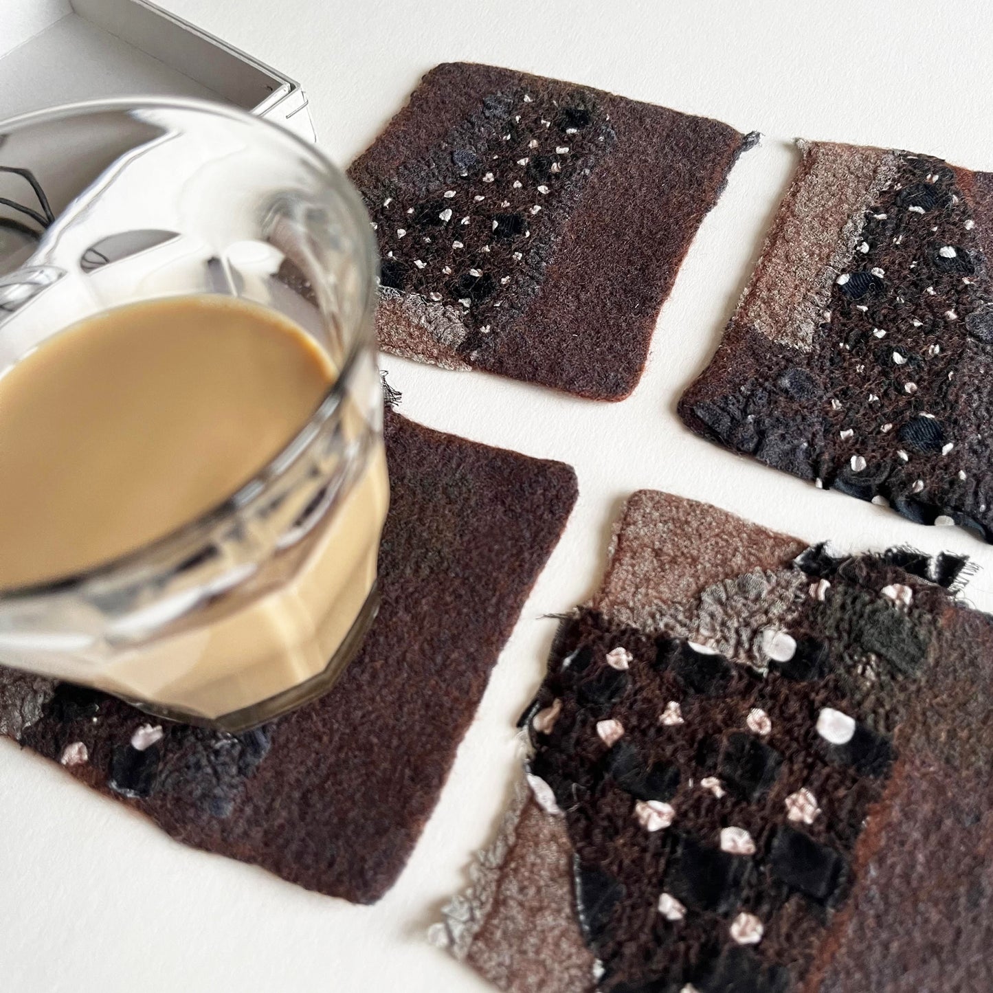 Collage - Coasters set of 4 brown